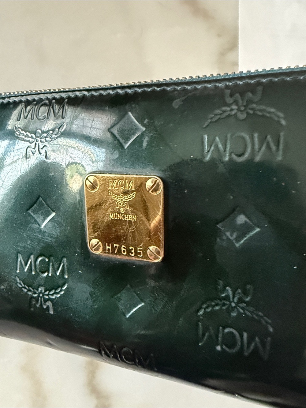 MCM Black Patent Leather Zip Wallet with Gold Plaque - Picture 15 of 15